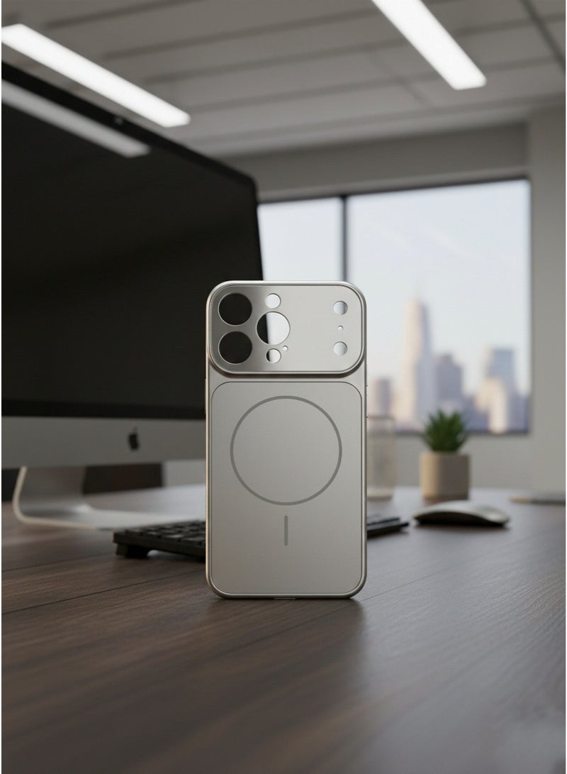 Grace iPhone 17 style converter case - (11 to 16 pro max)Minimalist Matte Silver Magnetic AG Phone Case - Industrial Aesthetic - iPhone MagSafe Series - Image 4